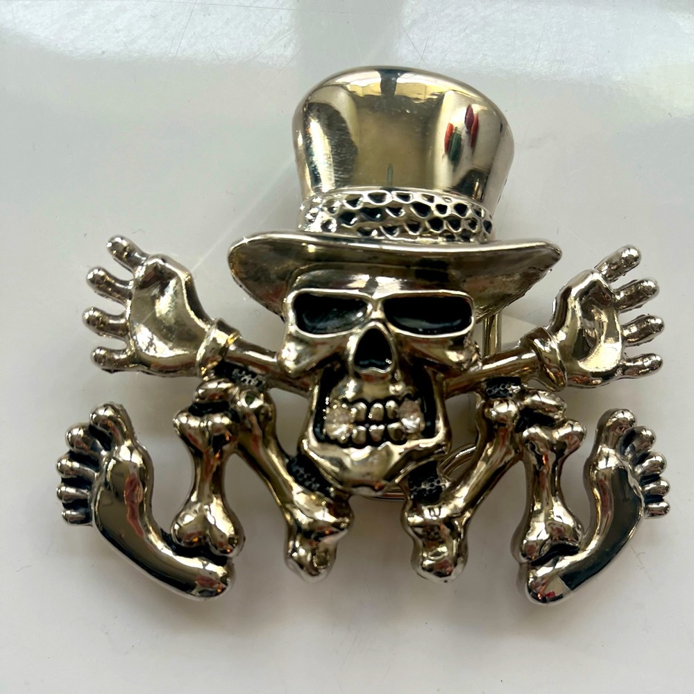 Silver Skull Belt Buckle